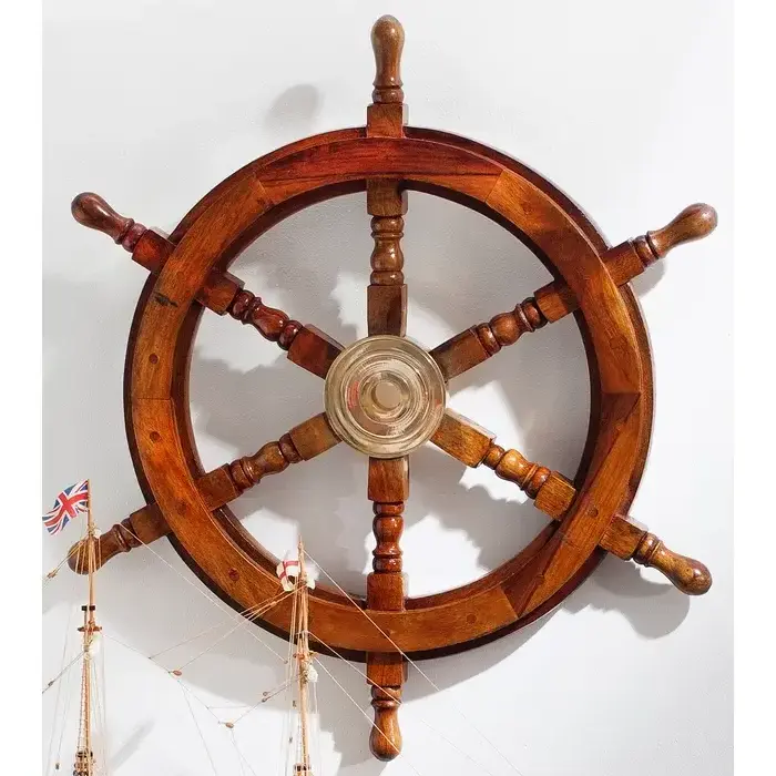 Beach Wooden Boat Ship Steering durable Wheel Modern vintage Nautical home boat indoor boat ship decor usage Cheap Price