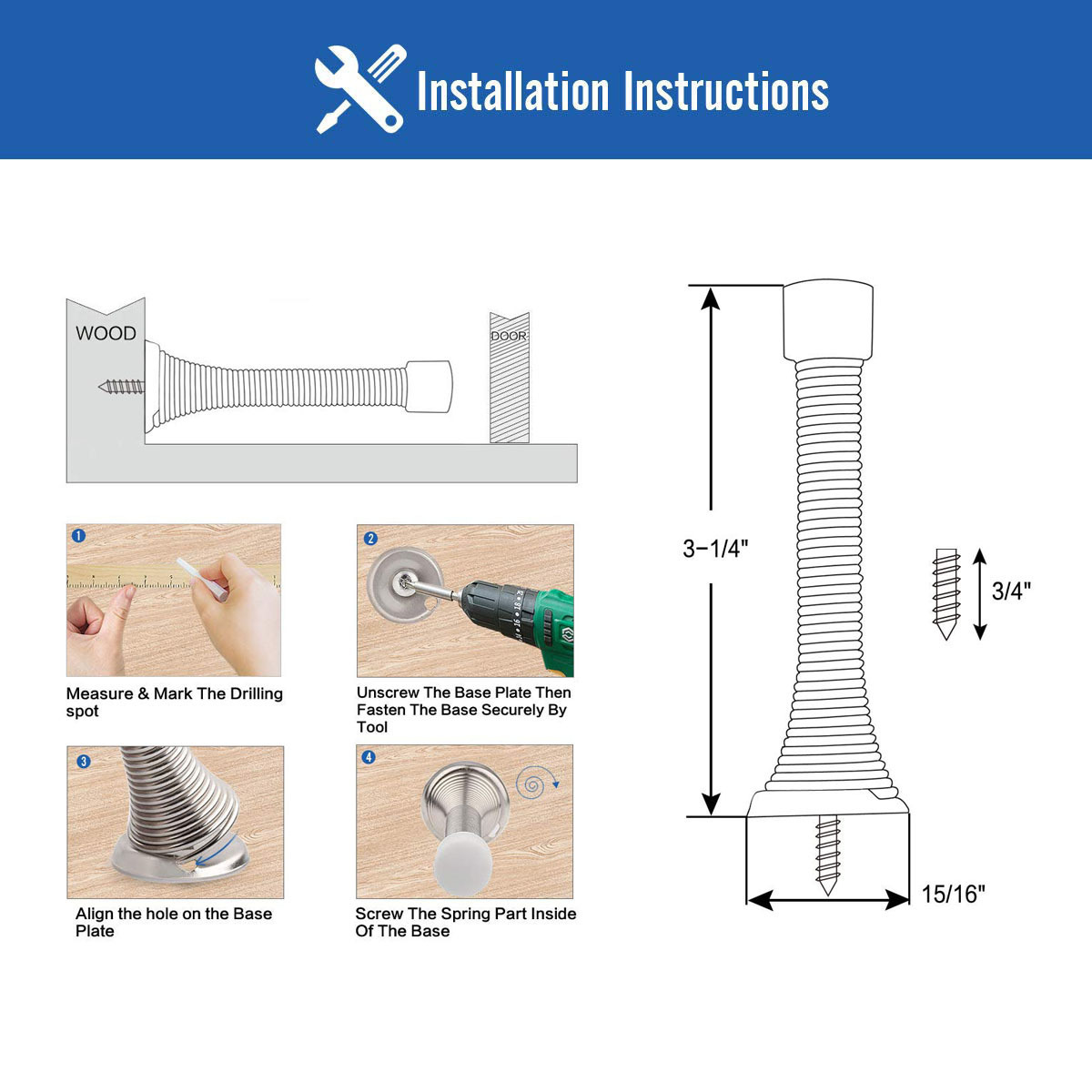 Wholesale Heavy Duty Spring Door Holder Floor Mounted Stainless Steel Black Windproof Magnetic Anti-Collision Door Stopper