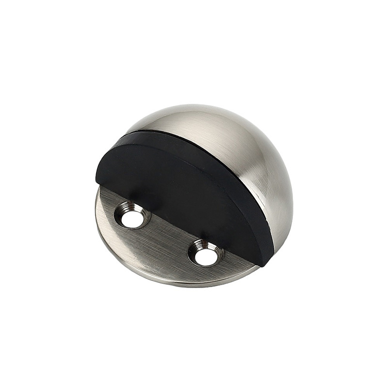 Wholesale Adhesive Door Holder Door Stop Stainless Steel Half Moon Door Stopper with Rubber Bumper