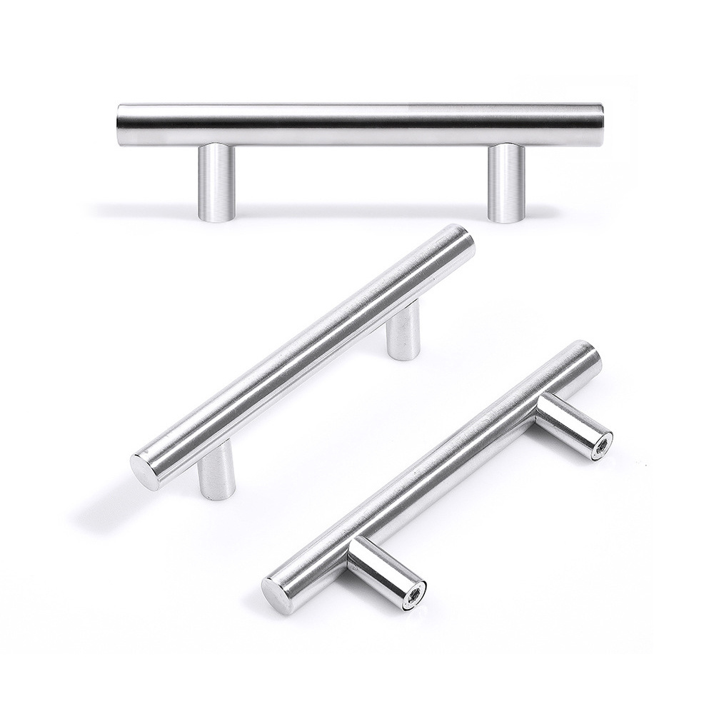 Custom European Stainless Steel Hollow furniture dresser pulls drawer kitchen door handle T Bar Black Silver Gold cabinet handle