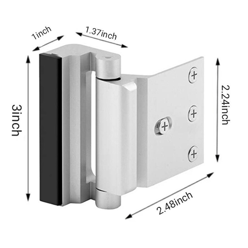 Home Security Inward Swinging Door Lock Child proof Reinforcer Anti-Theft Privacy Aluminum Alloy Reinforcement Door Latch Lock