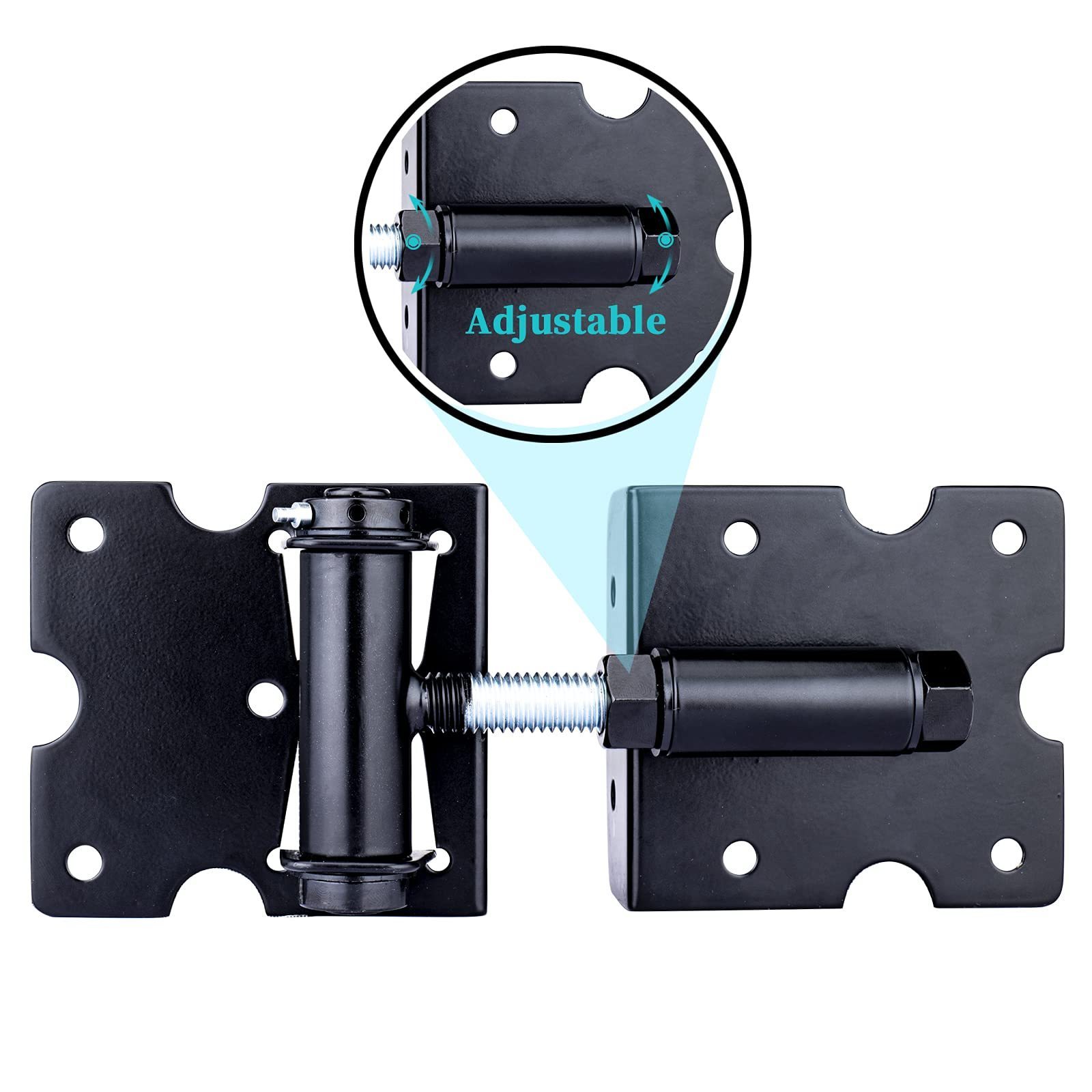 Adjustable Black Stainless Steel Self Closing Fence Gate Hinges Heavy Duty Gate Hinges for Wooden/Vinyl/PVC Fences Gate Hardware