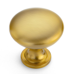 Euro Style Round Brushed Brass Dresser Drawers Pulls Door Knobs Kitchen Cabinet Brass Knob