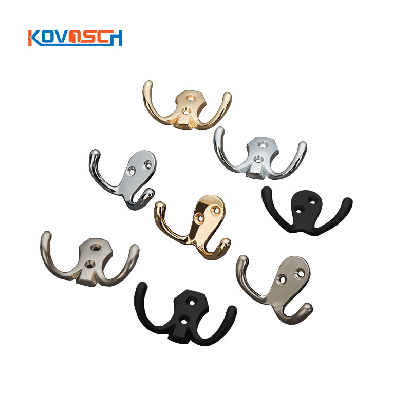 Wholesale Furniture Coat Double Hook Accessories Zinc Alloy Cabinet Wardrobe Hooks  Clothes Hook