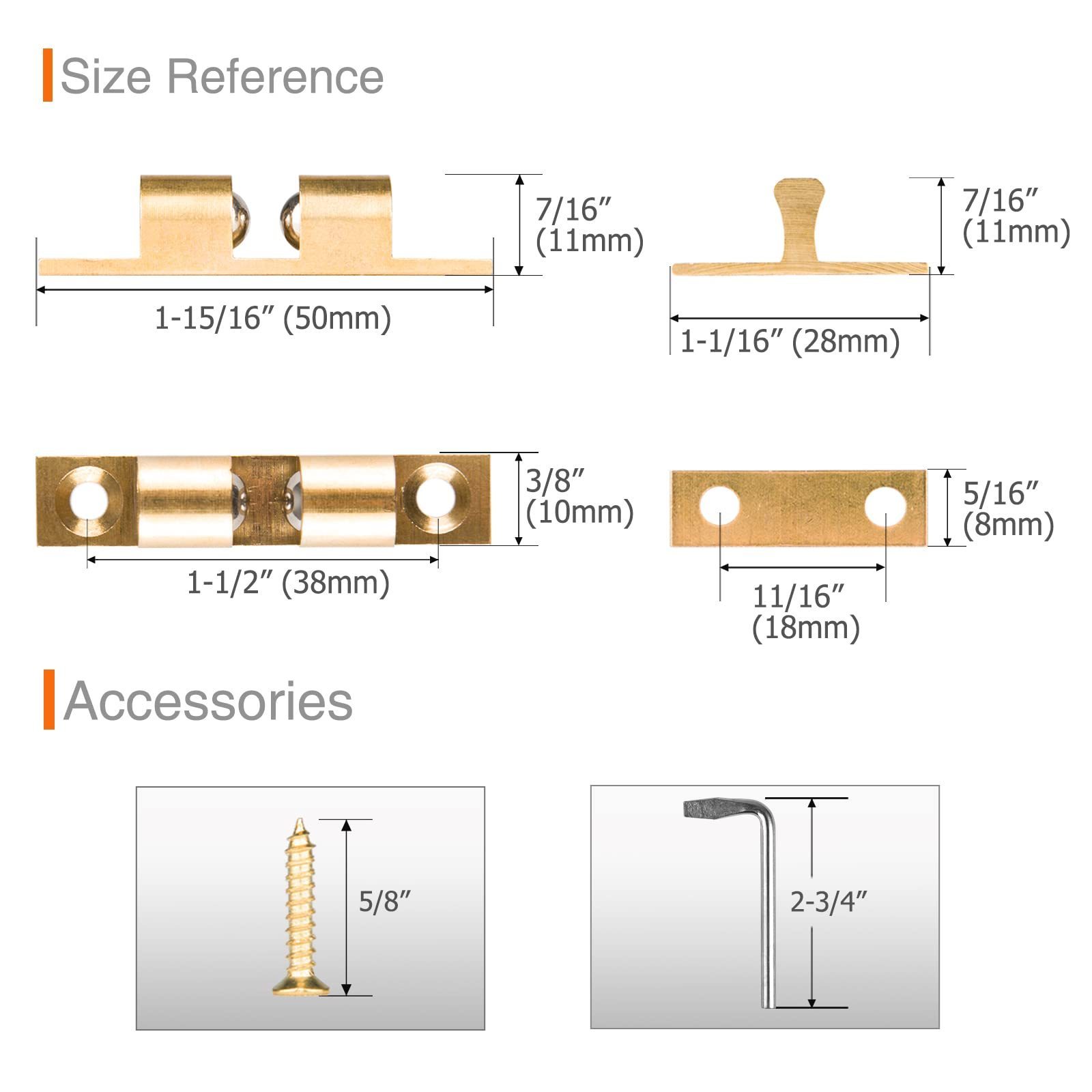 Wholesale 50mm Closet Ball Tension Latch Furniture Cabinet Door Brass Dual Ball Roller Catch Latch