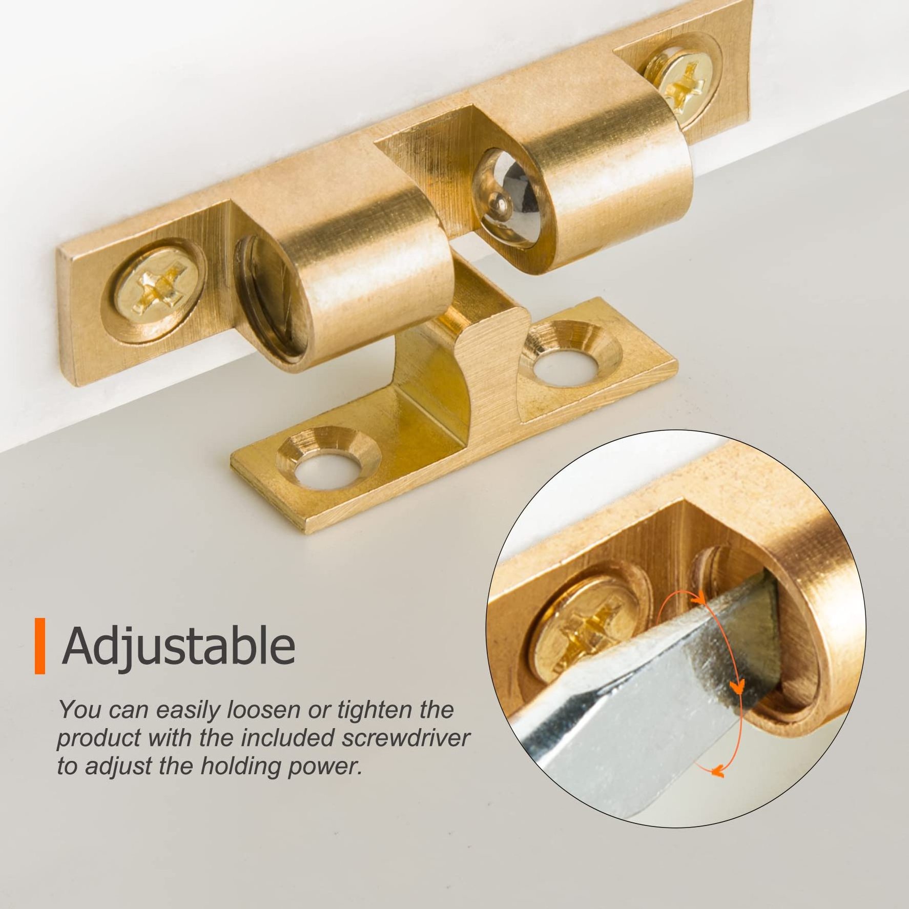 Wholesale 50mm Closet Ball Tension Latch Furniture Cabinet Door Brass Dual Ball Roller Catch Latch