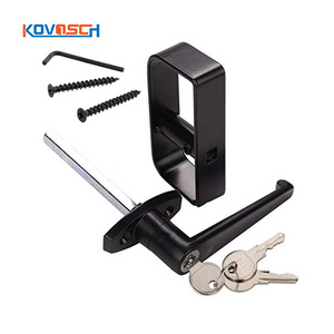 Wholesale Zinc Alloy Rust proof L Handle Black Gate Door Lock Shed Door Handle Lock Kit Gate Hardware