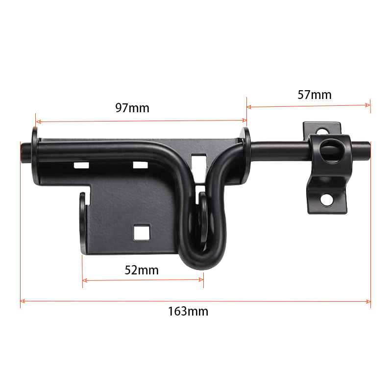 Black Sliding Bolt Gate Lock Heavy Duty Slide Bolt Gate Latch with Gate Hardware