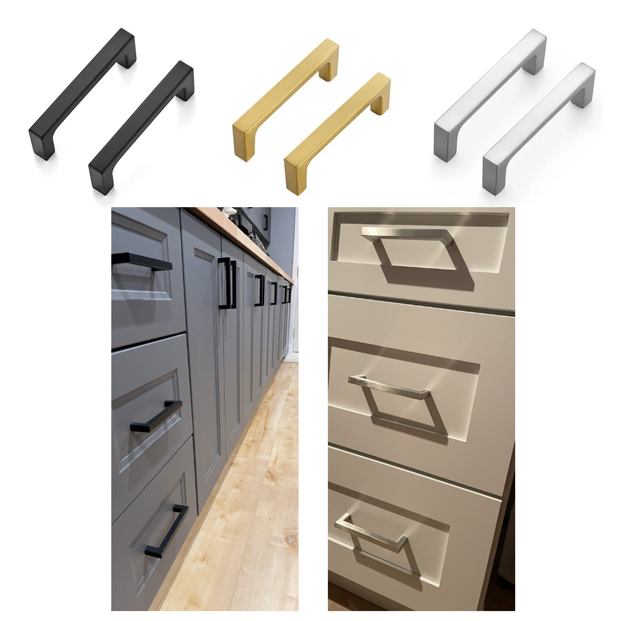 Custom T bar Stainless Steel Cabinet Hollow Square door handles for kitchen cabinet hardware pulls