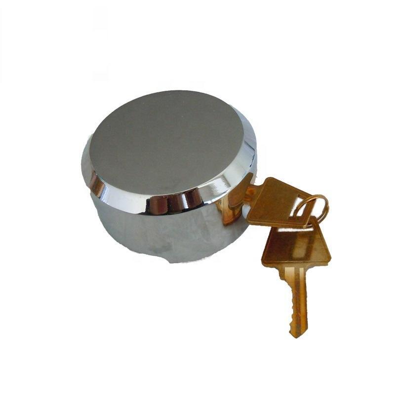 73MM 304 Stainless Steel Truck Door Round Puck Lock Chrome Plated Solid Brass 6-pins Cylinder Van Padlock Shackleless Puck lock