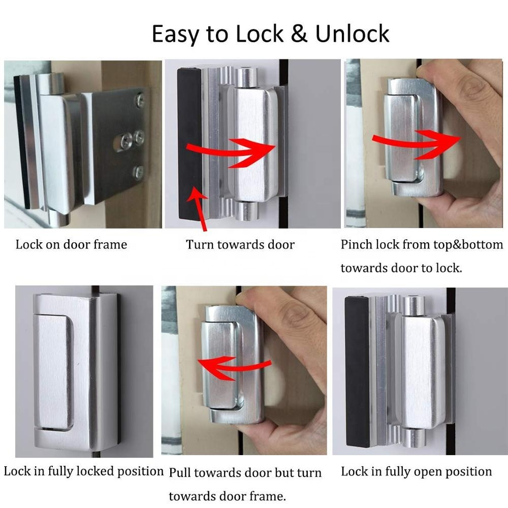 Home Safety Door Lock Child Security Door Reinforcement Lock Strap Anti-theft Aluminum Alloy Hinge Latch Night Lock