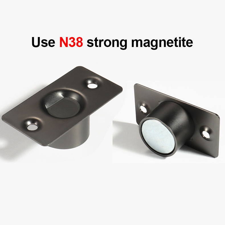 Magnetic Black Metal Solid Rigid Door Holder Heavy Duty Stainless Steel Magnetic Invisible Door Stopper Catch