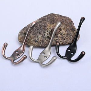 Vintage Wall Coat Hooks Metal Zinc Alloy Triple Clothes Hook in Antique Copper  Oil Rubeed Bronze and Matt Nickel Colors