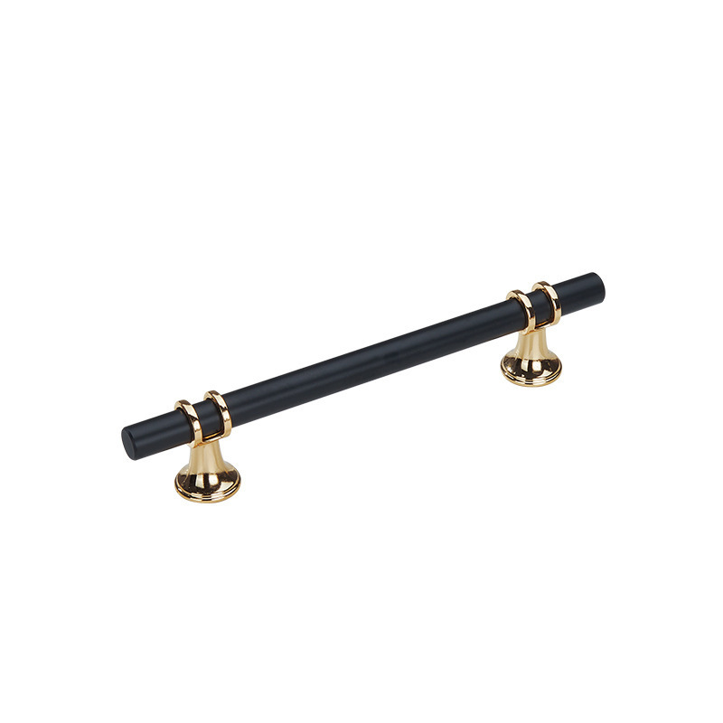 Hot Sale Luxury Furniture Pull Handle Zinc Alloy Black Gold Kitchen Cupboard Wardrobe Drawers T Bar Lengthened Cabinet Handle