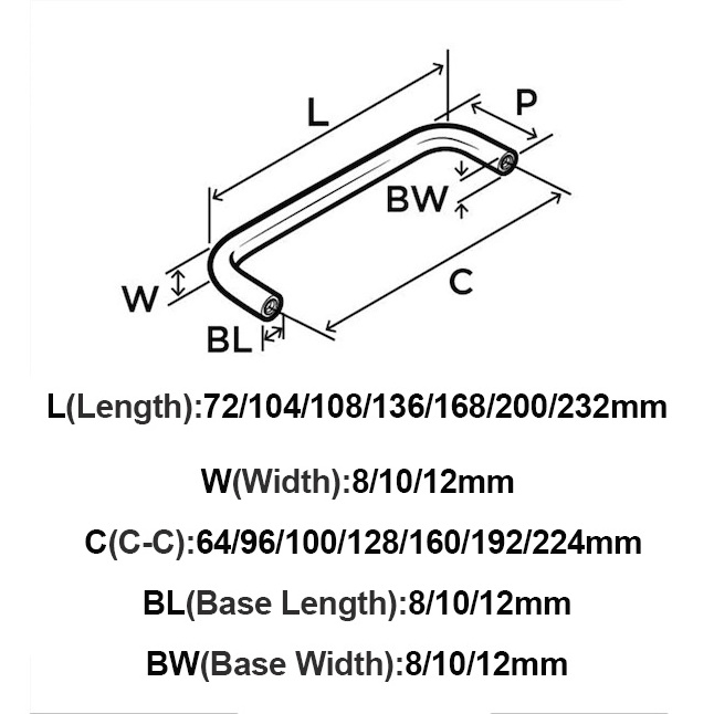 High Quality U Type Wire Pull Customized Tube Handle Round Bar Solid 304 Stainless Steel Kitchen Drawer Handle Cabinet Handles