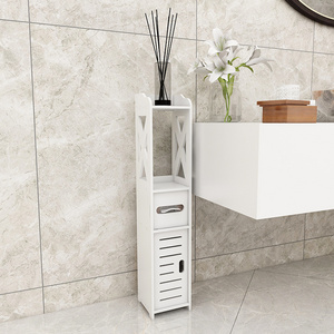 Custom Hot Sale Free Stand PVC White Toilet Paper Storage Stand Small Toilet Cabinet Bathroom Storage Corner Floor Cabinet