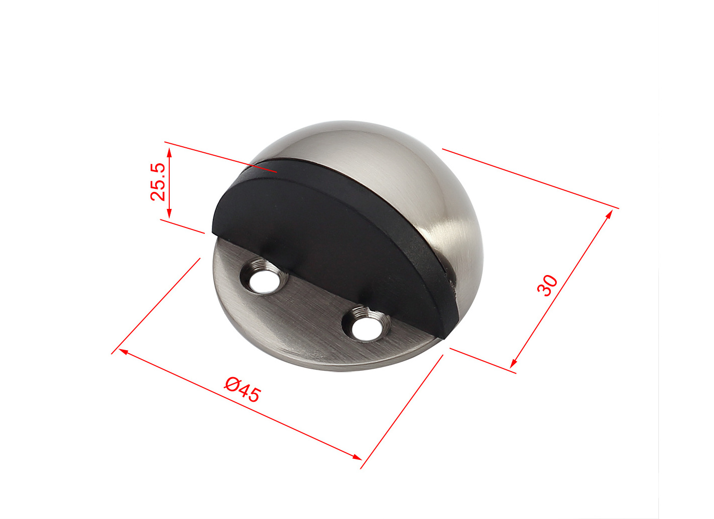 Wholesale Adhesive Door Holder Door Stop Stainless Steel Half Moon Door Stopper with Rubber Bumper