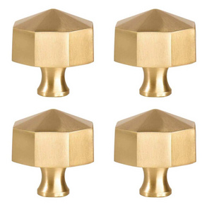 Euro Style Octagon Shaped Brushed Gold Furniture Drawer Cabinet Knobs Solid Brass Knobs