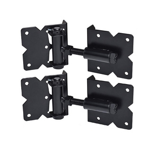 Wholesale Black Adjustable Gate Door Hardware Hinges Custom Stainless Steel Self-Closing Wood Fence Post Hinge