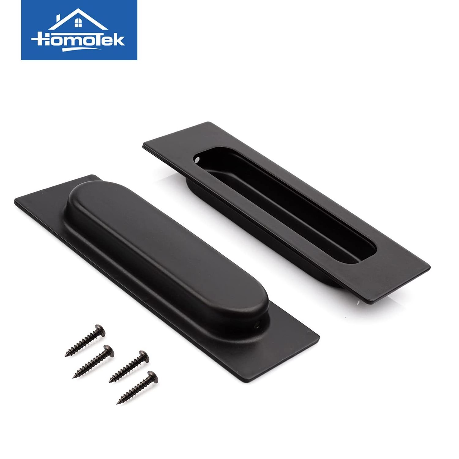 Black Rectangular Recessed Bypass Door Handles Barn Door Finger Pull Set Sliding Closet Door Handles