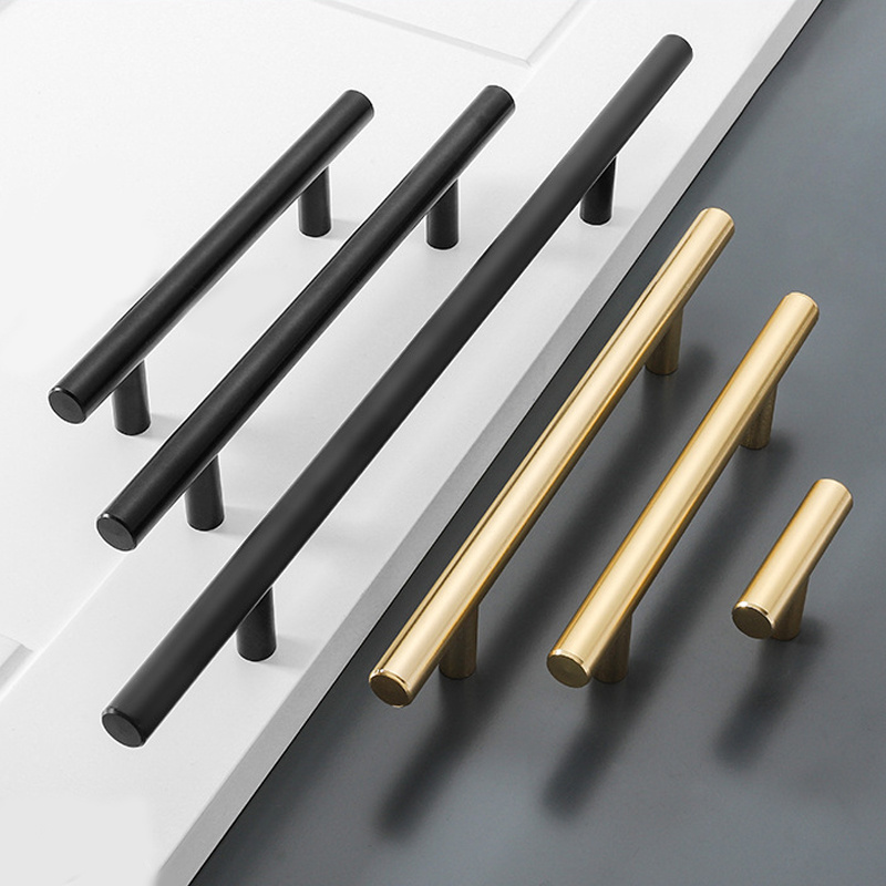 European Style Modern T Shape Bar Pull Handle Stainless Steel Cupboards Drawers Furniture Handles Hollow Cabinet Pulls