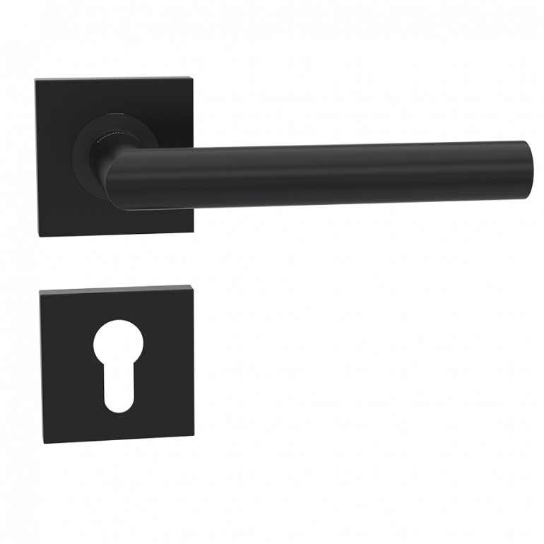 High Quality Modern European Square Spring Lever BB Door Handle Black Matte Interior Door Handles