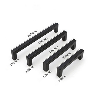 High Quality Stainless Steel Matte Black Cabinet Pulls Square Tube Bar Handle Furniture Cabinet Drawer Handle