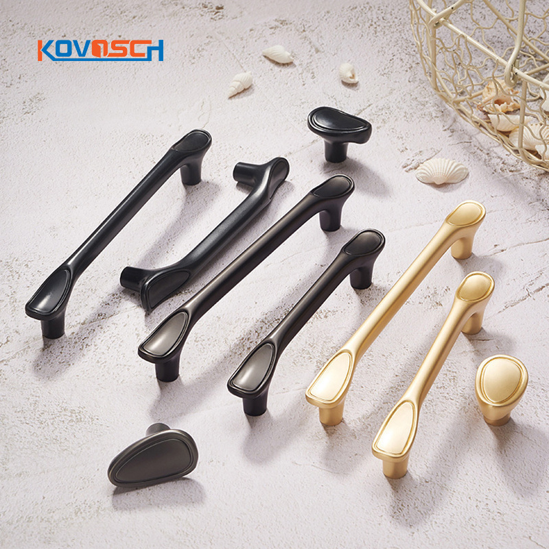 Wholesale Premium Zinc Alloy Cabinet Handle Elegant Cabinet Pull Black Golden Kitchen Furniture Pull