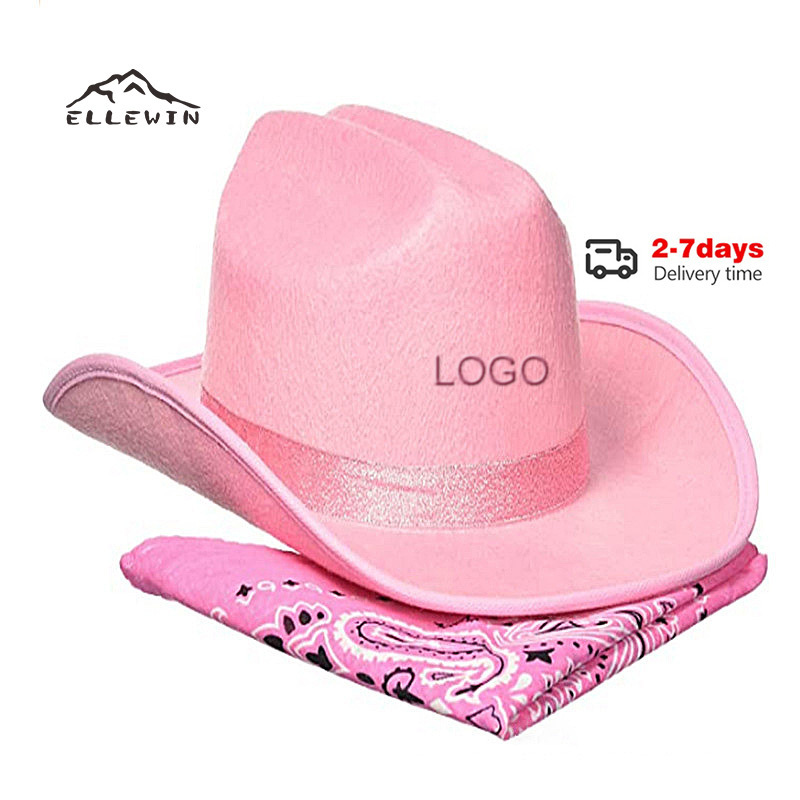 ELLEWIN Factory Wholesale New Carnival Ladies Cowgirl Fancy Dress Hat Pink Cowboy Hats