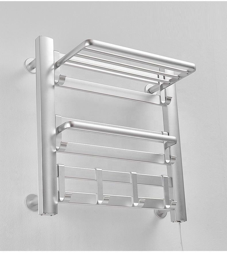 electrothermal towel radiator drying rack with shelf bathroom wall hang radiator electric towel rail swing heated towel rack