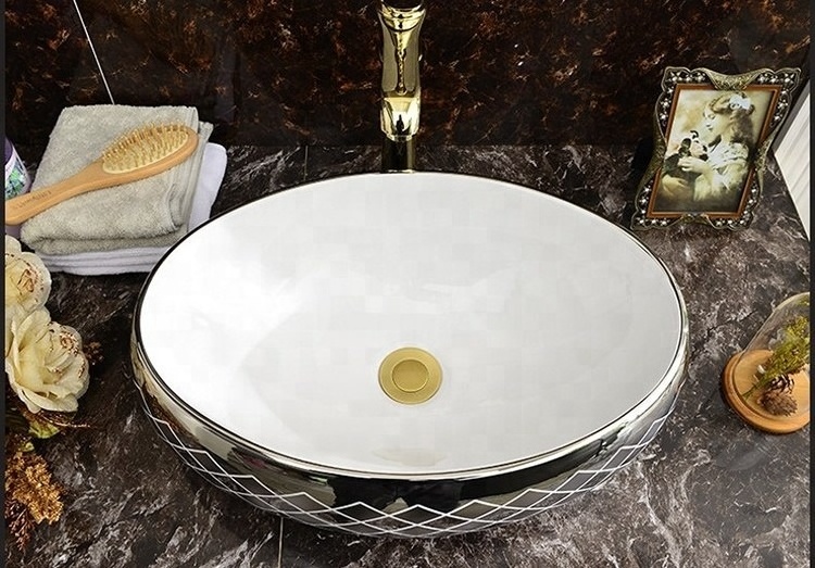 Made in china gold colored ceramic wash basin/bathroom sinks