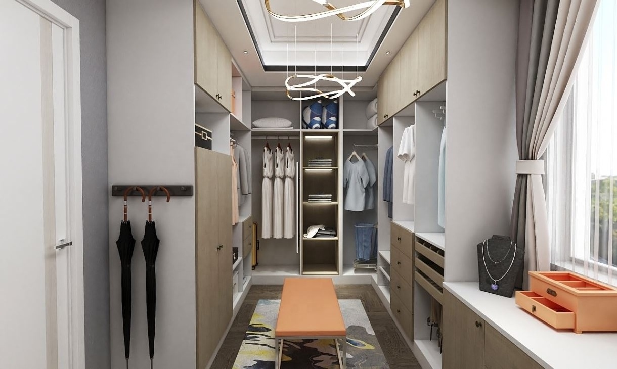 Customized Design Walk In Wardrobe Closet With Convenient Accessories