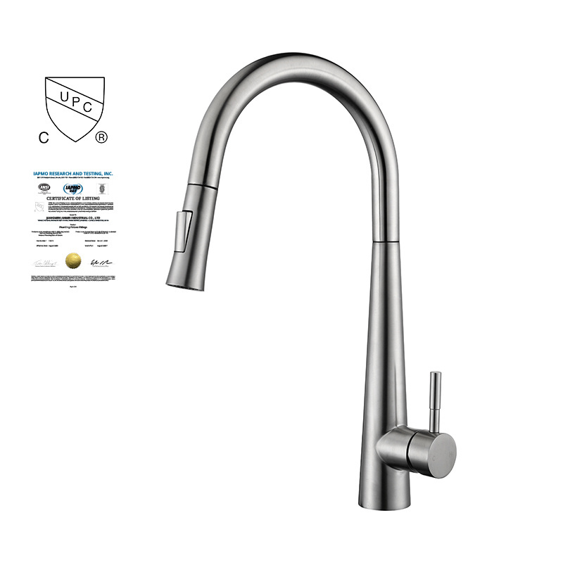 304 Stainless Steel Pull-out Spout Sprayer Faucet,Factory Wholesale CUPC Approved Kitchen Faucets Gourmet Tap