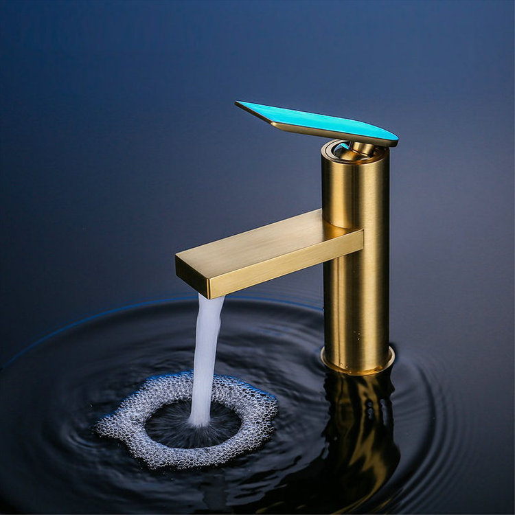 Hot Tall Body Luxury Style Bathroom De Mounted Brass Brushed Gold Taps Basin Faucet