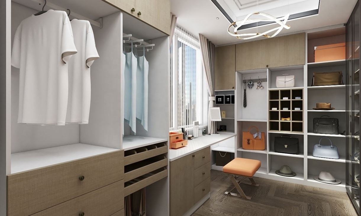 Customized Design Walk In Wardrobe Closet With Convenient Accessories