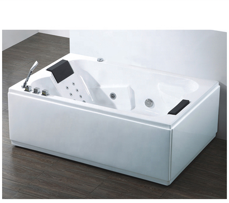 Freestanding whirlpool tub acrylic air jet bubble hydro 2 person massage bathtub