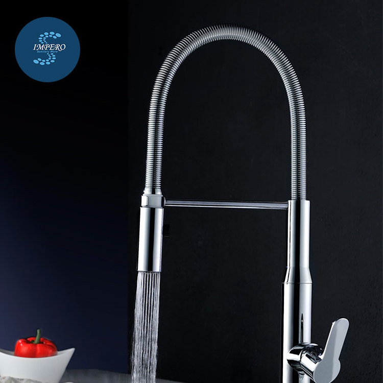 High-end brass single lever spring kitchen sink faucet