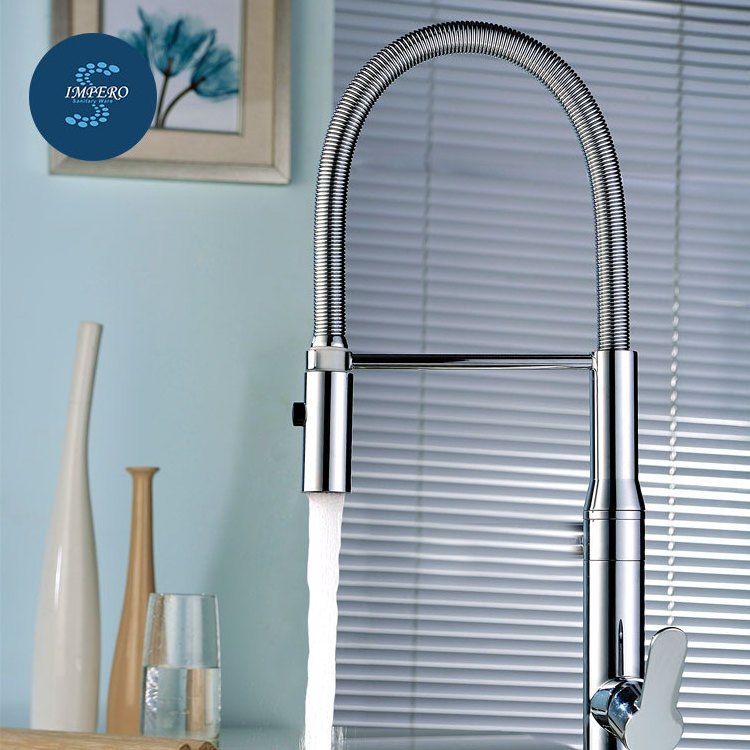 High-end brass single lever spring kitchen sink faucet