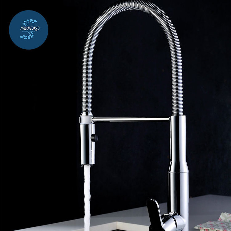 High-end brass single lever spring kitchen sink faucet