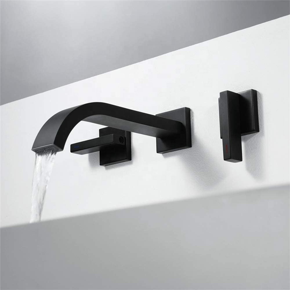 Matte Black Basin Faucets Drop Down Design Wall Mounted Basin Faucet