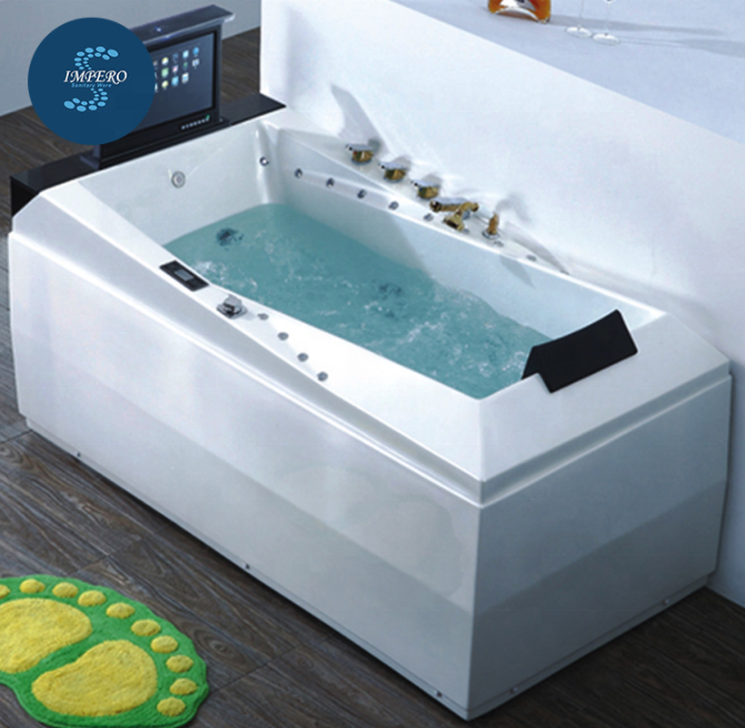 Freestanding whirlpool tub acrylic air jet bubble hydro 2 person massage bathtub