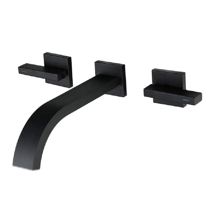 Matte Black Basin Faucets Drop Down Design Wall Mounted Basin Faucet