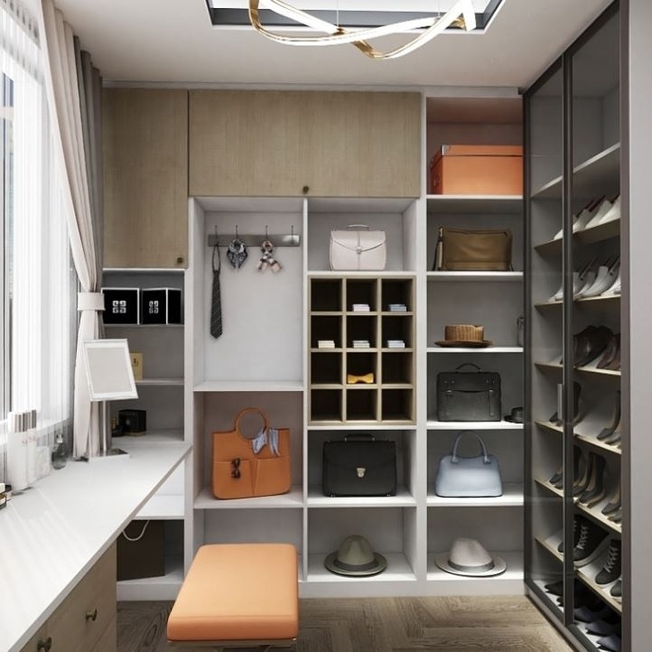 Customized Design Walk In Wardrobe Closet With Convenient Accessories