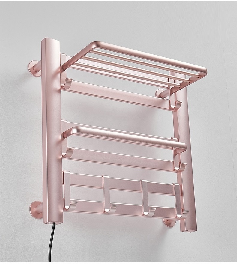 electrothermal towel radiator drying rack with shelf bathroom wall hang radiator electric towel rail swing heated towel rack