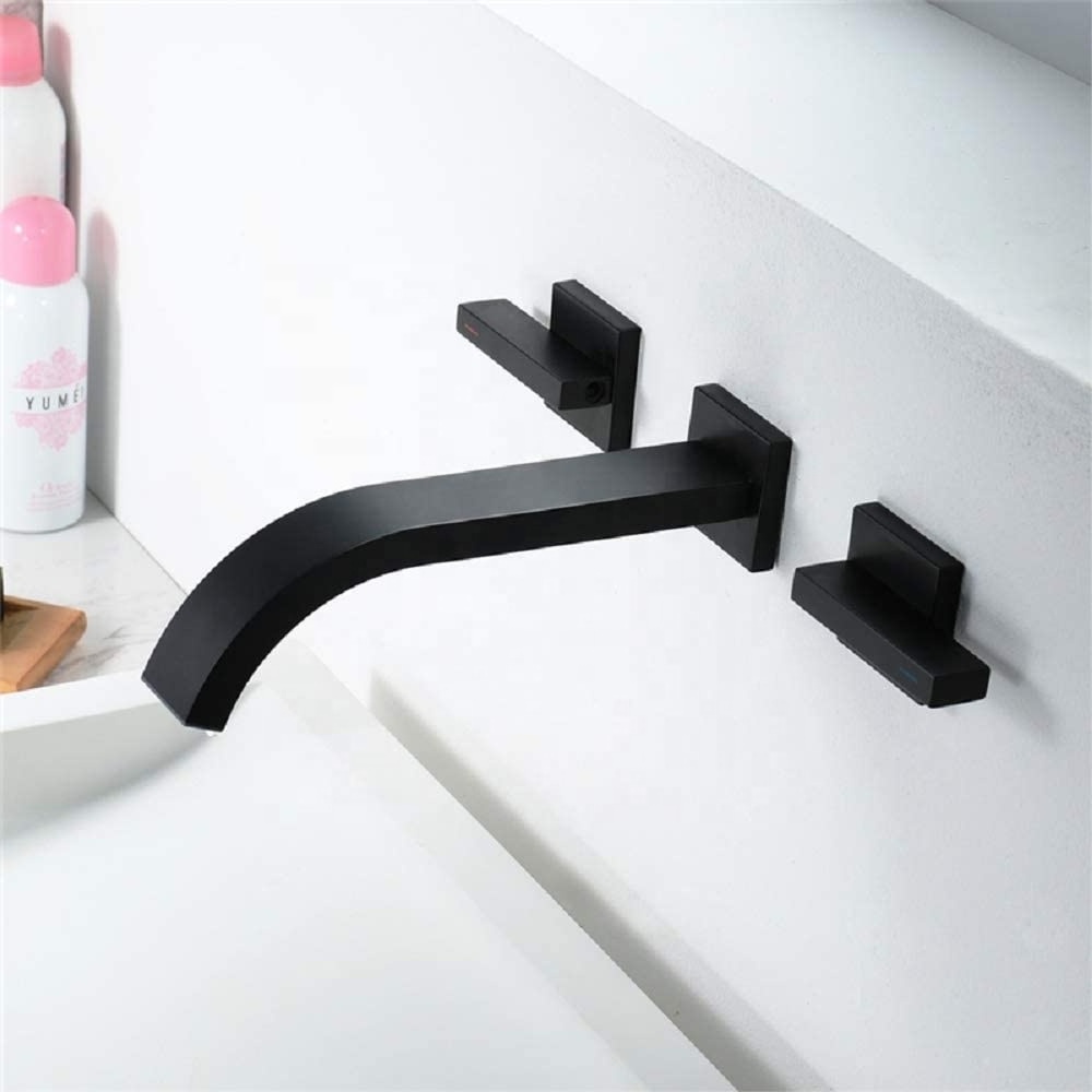 Matte Black Basin Faucets Drop Down Design Wall Mounted Basin Faucet