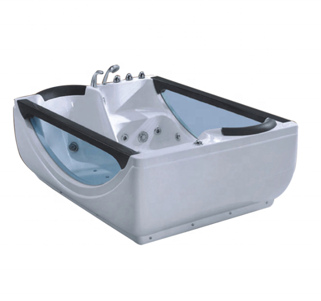 Freestanding whirlpool tub acrylic air jet bubble hydro 2 person massage bathtub