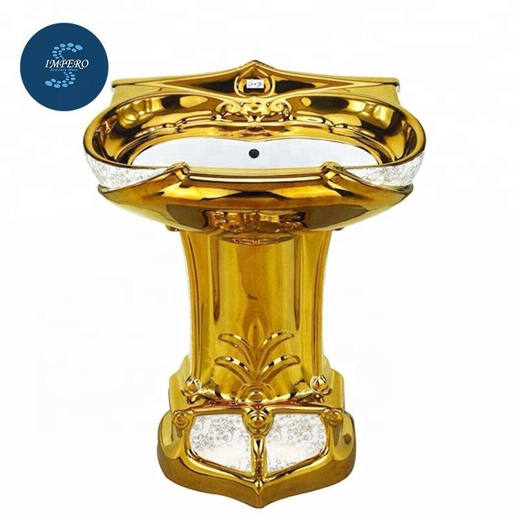 Color popular bathroom set toilet and basin two piece gold toilet