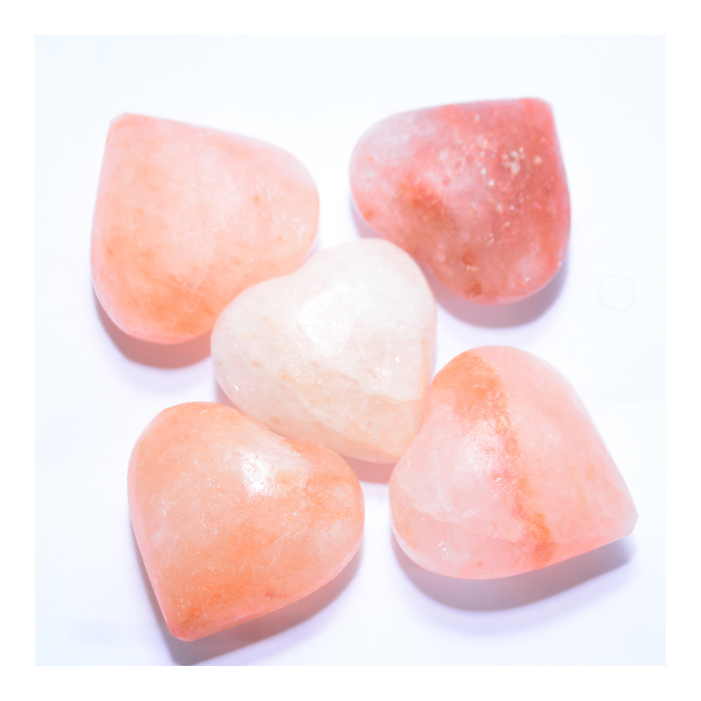 Wholesale Bulk Cheap Price Spa Skin Care Pink Himalayan Salt Stones for Massage heart shape Massager Products Rock Salt Block