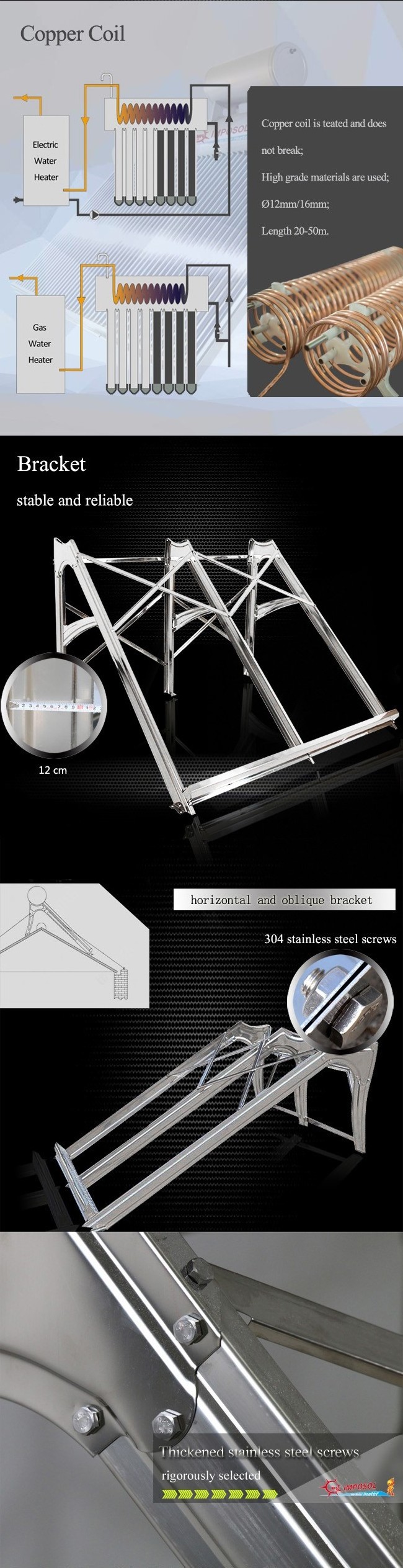 500L thermosiphon  parts flat panel plate solar collector/warter heater