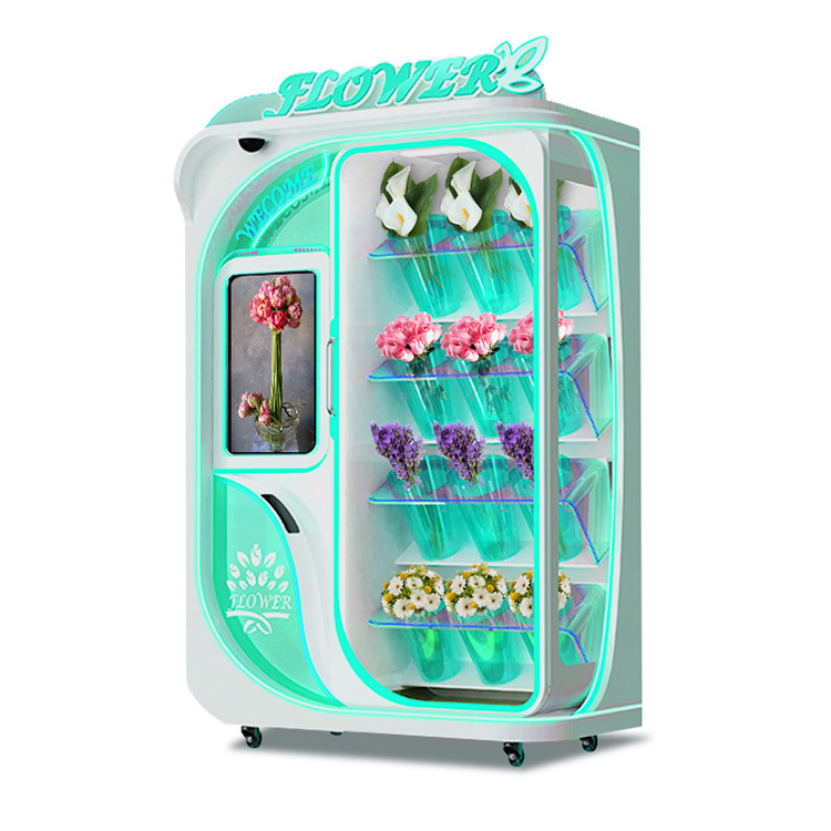 Fresh Flower Dispenser with 12 Slots Refrigerated and Self Service Flower Vending Machine Subway Entrance Vending Machine